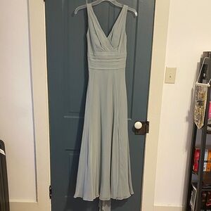 Sage V- Neck Bridesmaid Dress